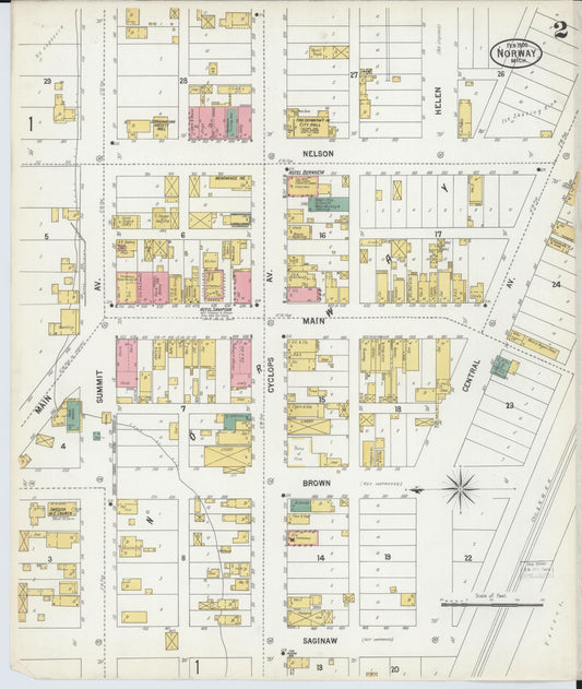 Sanborn Fire Insurance Map from Norway, Dickinson County, Michigan (1900), Sheet #0002 - Historic Sanborn Fire Insurance Map Print, vintage old map wall art, antique decor, genealogy gift, Michigan Michigan map