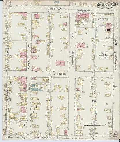 Sanborn Fire Insurance Map from Zanesville, Muskingum County, Ohio (1886), Sheet #0018 - Complete Map Set gallery image, historic Sanborn map, vintage wall art, Ohio Ohio