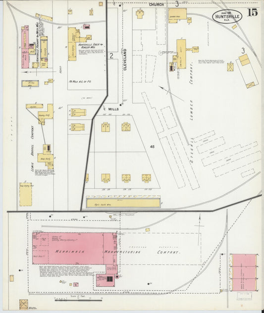 Sanborn Fire Insurance Map from Huntsville, Madison County, Alabama (1901), Sheet #0015 - Historic Sanborn Fire Insurance Map Print, vintage old map wall art, antique decor, genealogy gift, Alabama Alabama map