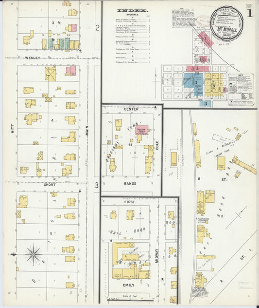 Sanborn Fire Insurance Map from Mount Morris, Ogle County, Illinois (1893), Sheet #0001 - Historic Sanborn Fire Insurance Map Print, vintage old map wall art, antique decor, genealogy gift, Illinois Illinois map