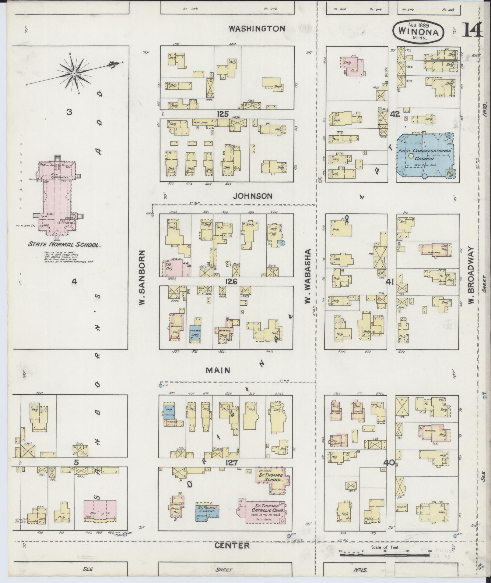 Sanborn Fire Insurance Map from Winona, Winona County, Minnesota (1889), Sheet #0014 - Complete Map Set gallery image, historic Sanborn map, vintage wall art, Minnesota Minnesota