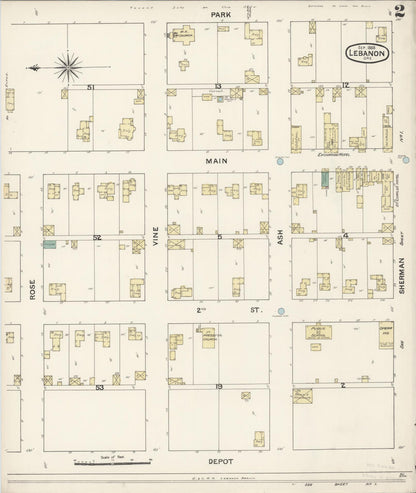 Sanborn Fire Insurance Map from Lebanon, Linn County, Oregon (1888), Sheet #0002 - Complete Map Set gallery image, historic Sanborn map, vintage wall art, Oregon Oregon