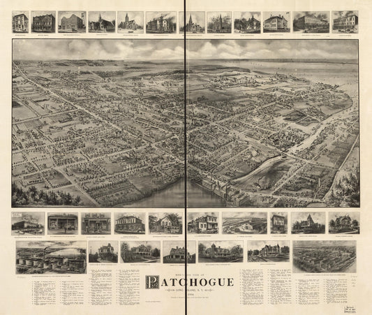 Bird's-eye view of Patchogue, Long Island, N.Y. (1906) – Historic Bird’s-Eye View Panorama Print