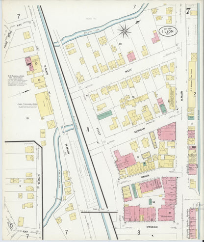 Sanborn Fire Insurance Map from Ilion, Herkimer County, New York (1907), Sheet #0007 - Complete Map Set gallery image, historic Sanborn map, vintage wall art, New York New York