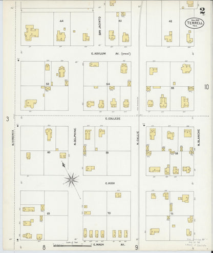 Sanborn Fire Insurance Map from Terrell, Kaufman County, Texas (1902), Sheet #0002 - Historic Sanborn Fire Insurance Map Print, vintage old map wall art, antique decor, genealogy gift, Texas Texas map