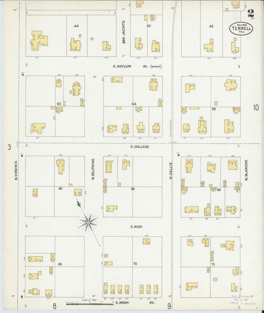 Sanborn Fire Insurance Map from Terrell, Kaufman County, Texas (1902), Sheet #0002 - Historic Sanborn Fire Insurance Map Print, vintage old map wall art, antique decor, genealogy gift, Texas Texas map