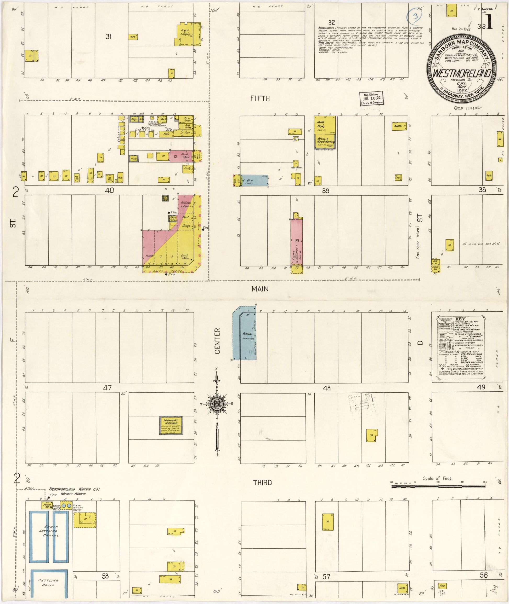Sanborn Fire Insurance Map from Westmoreland, Imperial County, California. (1922) – Historic Sanborn Fire Insurance Map Print