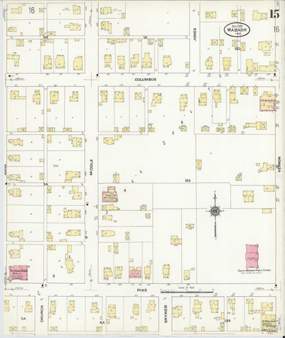 Sanborn Fire Insurance Map from Wabash, Wabash County, Indiana (1910), Sheet #0015 - Historic Sanborn Fire Insurance Map Print, vintage old map wall art, antique decor, genealogy gift, Indiana Indiana map