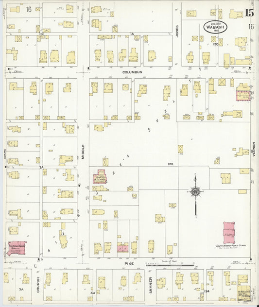 Sanborn Fire Insurance Map from Wabash, Wabash County, Indiana (1910), Sheet #0015 - Historic Sanborn Fire Insurance Map Print, vintage old map wall art, antique decor, genealogy gift, Indiana Indiana map