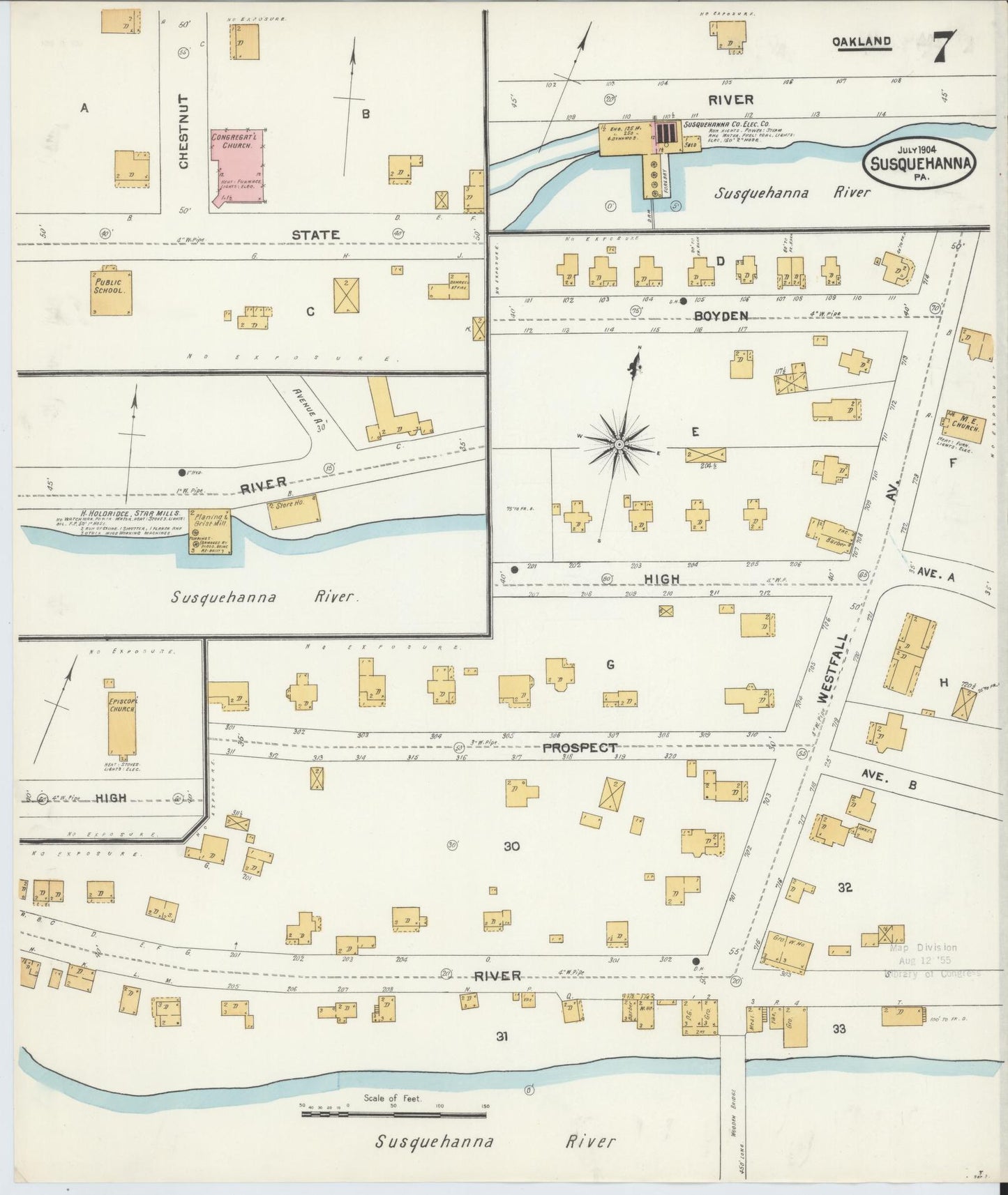 Sanborn Fire Insurance Map from Susquehanna, Susquehanna County, Pennsylvania (1904), Sheet #0007 - Complete Map Set gallery image, historic Sanborn map, vintage wall art, Pennsylvania Pennsylvania