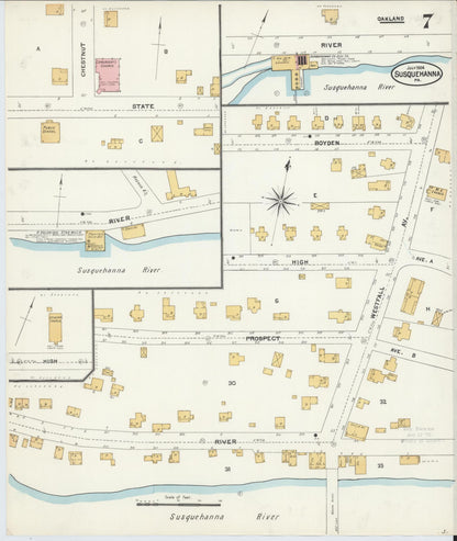 Sanborn Fire Insurance Map from Susquehanna, Susquehanna County, Pennsylvania (1904), Sheet #0007 - Complete Map Set gallery image, historic Sanborn map, vintage wall art, Pennsylvania Pennsylvania