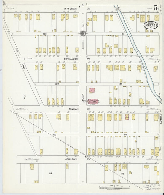 Sanborn Fire Insurance Map from Portage, Cambria County, Pennsylvania (1916), Sheet #0005 - Historic Sanborn Fire Insurance Map Print, vintage old map wall art, antique decor, genealogy gift, Pennsylvania Pennsylvania map