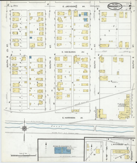 Sanborn Fire Insurance Map from Arkansas City, Cowley County, Kansas (1920), Sheet #0007 - Historic Sanborn Fire Insurance Map Print, vintage old map wall art, antique decor, genealogy gift, Kansas Kansas map