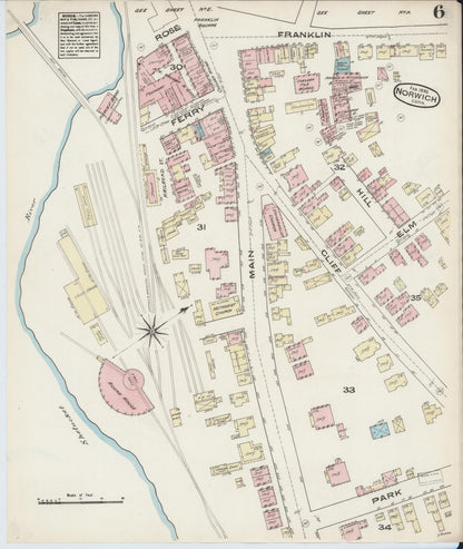 Sanborn Fire Insurance Map from Norwich, New London County, Connecticut (1885), Sheet #0006 - Complete Map Set gallery image, historic Sanborn map, vintage wall art, Connecticut Connecticut