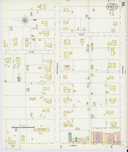 Sanborn Fire Insurance Map from Martin, Weakley County, Tennessee (1897), Sheet #0002 - Complete Map Set gallery image, historic Sanborn map, vintage wall art, Tennessee Tennessee