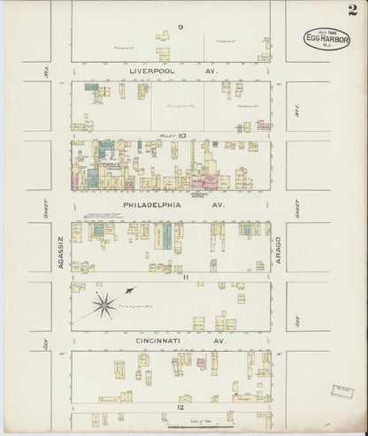 Sanborn Fire Insurance Map from Egg Harbor City, Atlantic County, New Jersey (1886), Sheet #0002 - Historic Sanborn Fire Insurance Map Print, vintage old map wall art, antique decor, genealogy gift, New Jersey New Jersey map