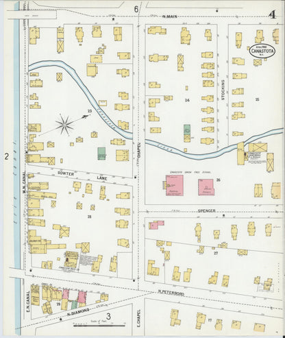 Sanborn Fire Insurance Map from Canastota, Madison County, New York (1900), Sheet #0004 - Historic Sanborn Fire Insurance Map Print, vintage old map wall art, antique decor, genealogy gift, New York New York map