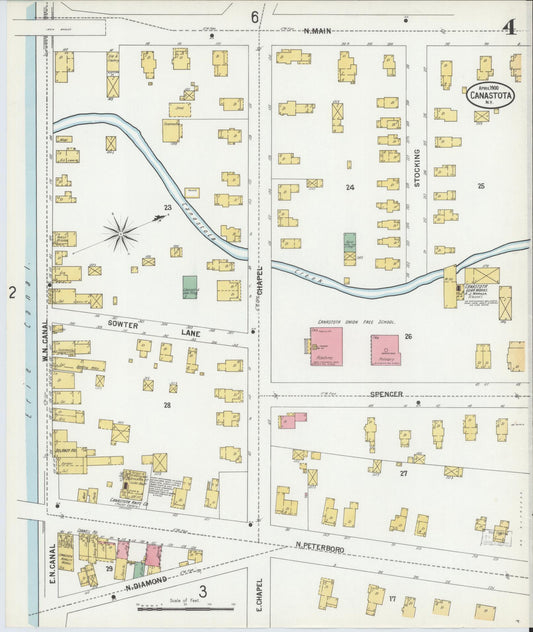 Sanborn Fire Insurance Map from Canastota, Madison County, New York (1900), Sheet #0004 - Historic Sanborn Fire Insurance Map Print, vintage old map wall art, antique decor, genealogy gift, New York New York map