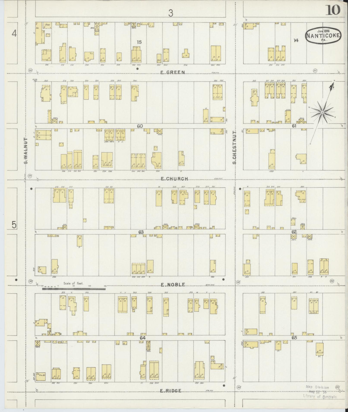 Sanborn Fire Insurance Map from Nanticoke, Luzerne County, Pennsylvania (1896), Sheet #0010 - Complete Map Set gallery image, historic Sanborn map, vintage wall art, Pennsylvania Pennsylvania
