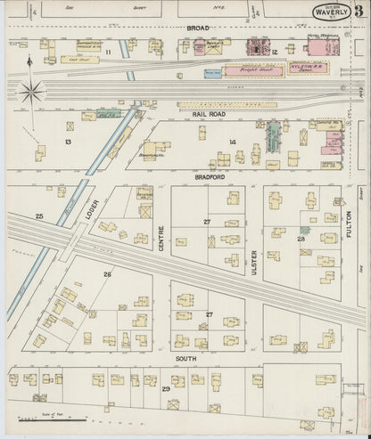 Sanborn Fire Insurance Map from Waverly, Tioga County, New York (1888), Sheet #0003 - Complete Map Set gallery image, historic Sanborn map, vintage wall art, New York New York