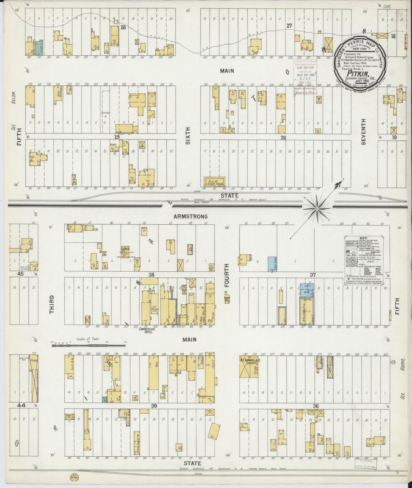 Sanborn Fire Insurance Map from Pitkin, Gunnison County, Colorado (1900), Sheet #0001 - Historic Sanborn Fire Insurance Map Print, vintage old map wall art, antique decor, genealogy gift, Colorado Colorado map