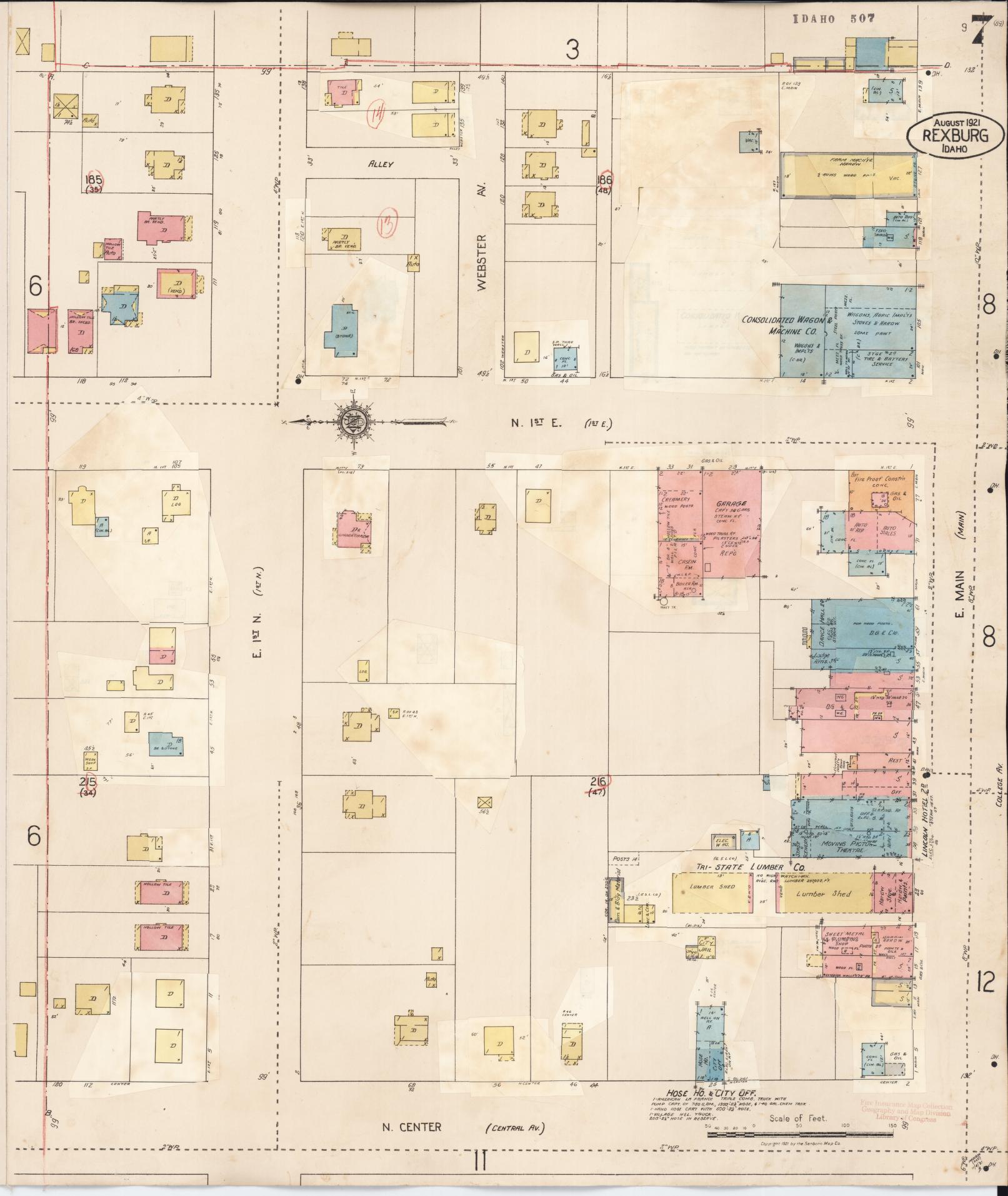 Sanborn Fire Insurance Map from Rexburg, Madison County, Idaho (1943), Sheet #0007 - Historic Sanborn Fire Insurance Map Print, vintage old map wall art, antique decor, genealogy gift, Idaho Idaho map