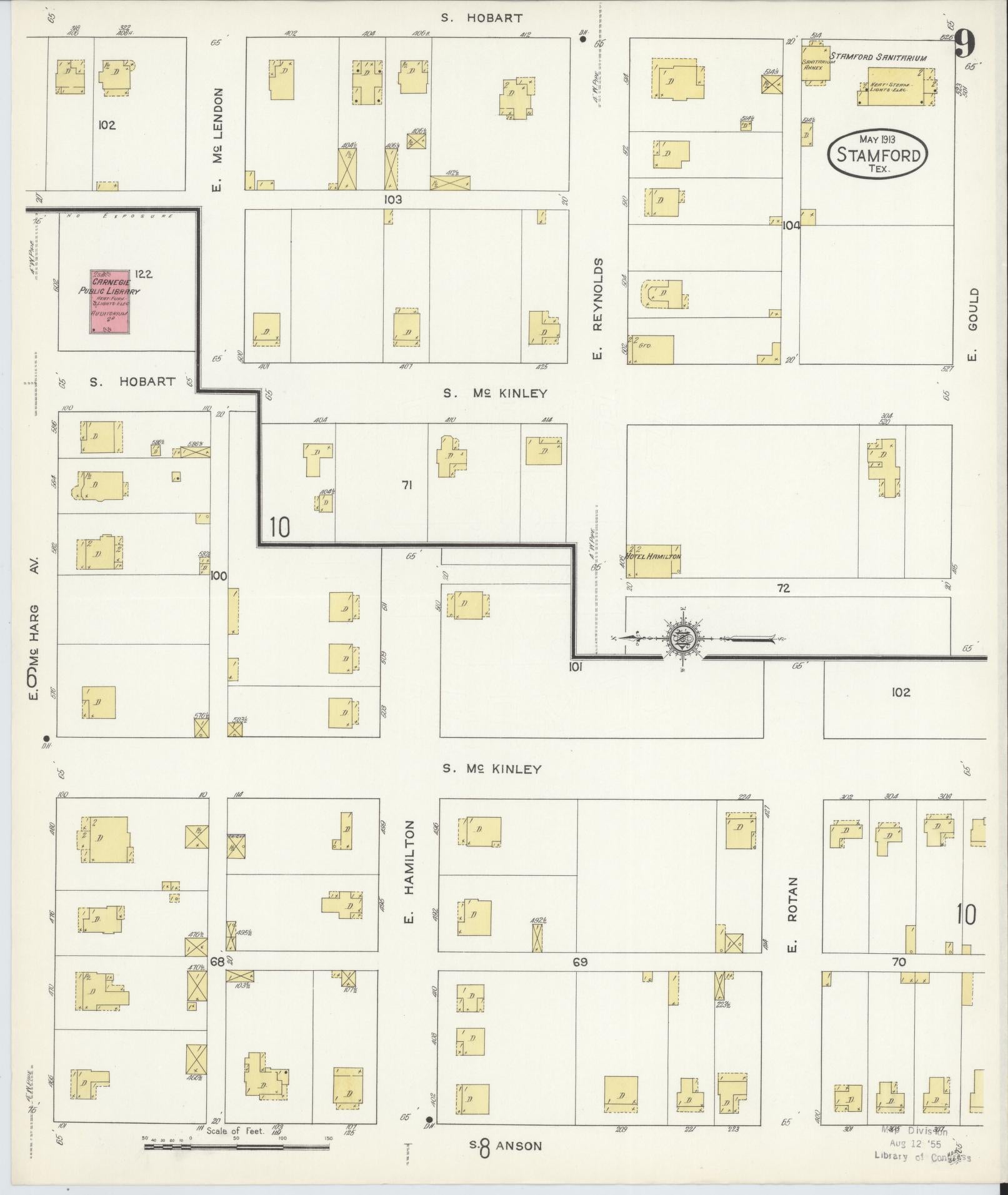Sanborn Fire Insurance Map from Stamford, Jones County, Texas (1913), Sheet #0009 - Complete Map Set gallery image, historic Sanborn map, vintage wall art, Texas Texas