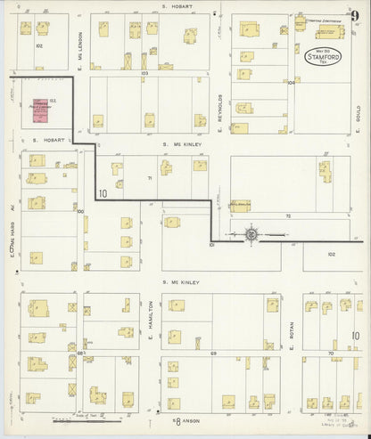 Sanborn Fire Insurance Map from Stamford, Jones County, Texas (1913), Sheet #0009 - Complete Map Set gallery image, historic Sanborn map, vintage wall art, Texas Texas
