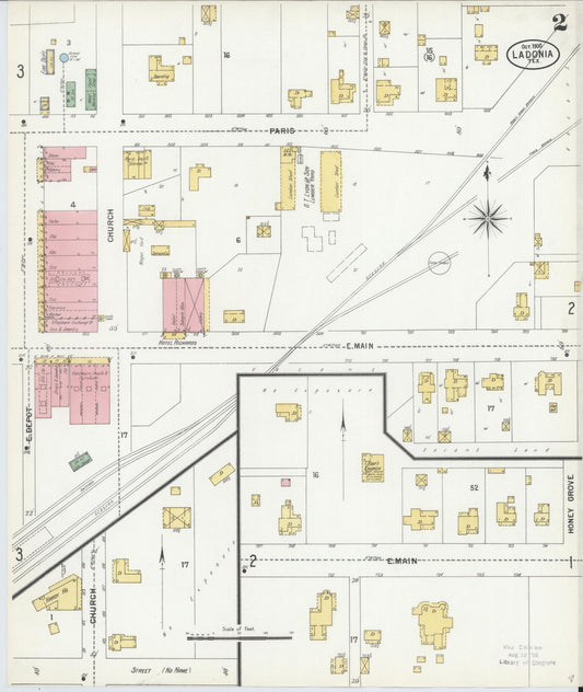 Sanborn Fire Insurance Map from Ladonia, Fannin County, Texas (1900), Sheet #0002 - Historic Sanborn Fire Insurance Map Print, vintage old map wall art, antique decor, genealogy gift, Texas Texas map