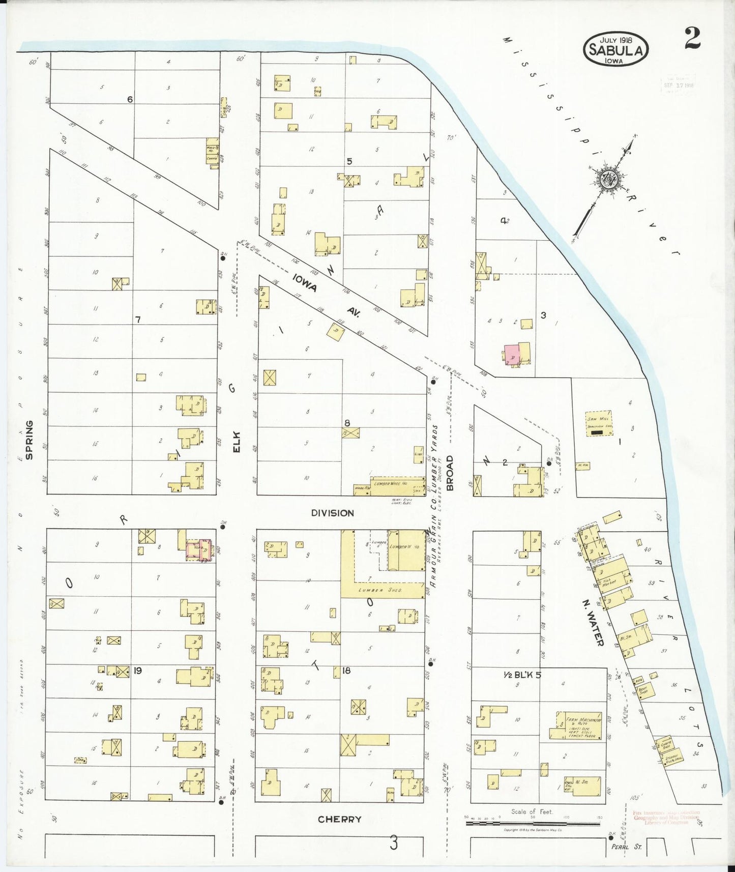Sanborn Fire Insurance Map from Sabula, Jackson County, Iowa (1918), Sheet #0002 - Historic Sanborn Fire Insurance Map Print