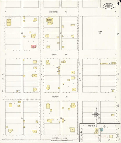 Sanborn Fire Insurance Map from Aberdeen, Bingham County, Idaho (1921), Sheet #0004 - Complete Map Set gallery image, historic Sanborn map, vintage wall art, Idaho Idaho