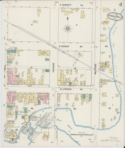 Sanborn Fire Insurance Map from Fergus Falls, Otter Tail County, Minnesota (1890), Sheet #0004 - Historic Sanborn Fire Insurance Map Print, vintage old map wall art, antique decor, genealogy gift, Minnesota Minnesota map