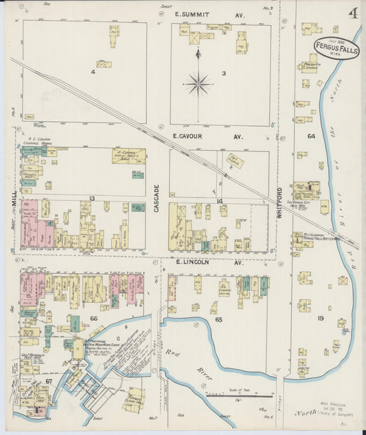 Sanborn Fire Insurance Map from Fergus Falls, Otter Tail County, Minnesota (1890), Sheet #0004 - Historic Sanborn Fire Insurance Map Print, vintage old map wall art, antique decor, genealogy gift, Minnesota Minnesota map