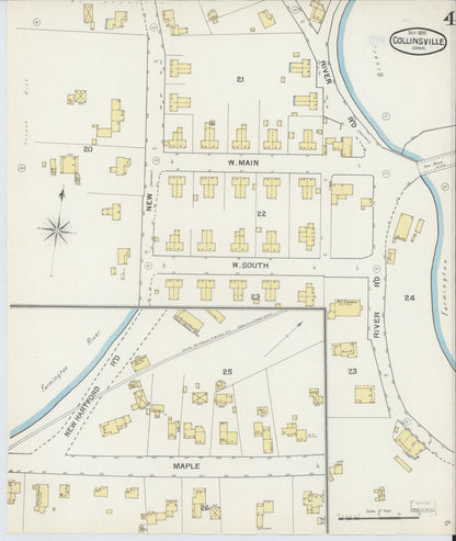 Sanborn Fire Insurance Map from Collinsville, Hartford County, Connecticut (1892), Sheet #0004 - Complete Map Set gallery image, historic Sanborn map, vintage wall art, Connecticut Connecticut