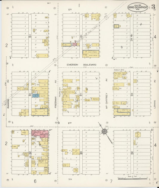 Sanborn Fire Insurance Map from Grand Encampment, Carbon County, Wyoming (1912), Sheet #0003 - Historic Sanborn Fire Insurance Map Print, vintage old map wall art, antique decor, genealogy gift, Wyoming Wyoming map