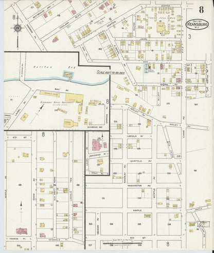 Sanborn Fire Insurance Map from Keansburg, Monmouth County, New Jersey (1917), Sheet #0008 - Complete Map Set gallery image, historic Sanborn map, vintage wall art, New Jersey New Jersey