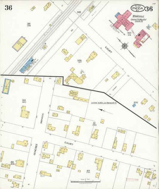 Sanborn Fire Insurance Map from Oneida, Madison County, New York (1923), Sheet #0036 - Historic Sanborn Fire Insurance Map Print, vintage old map wall art, antique decor, genealogy gift, New York New York map