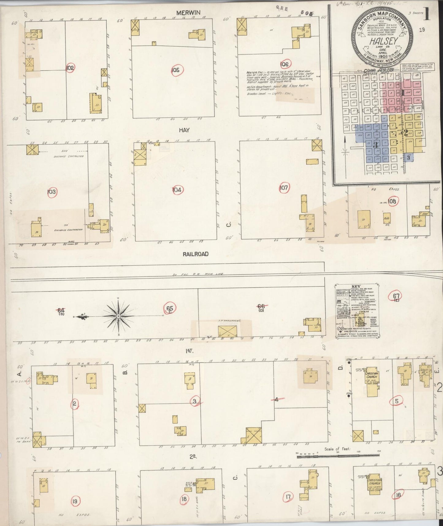 Sanborn Fire Insurance Map from Halsey, Linn County, Oregon (1931), Sheet #0001 - Complete Map Set gallery image, historic Sanborn map, vintage wall art, Oregon Oregon