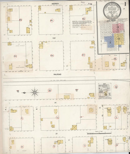 Sanborn Fire Insurance Map from Halsey, Linn County, Oregon (1931), Sheet #0001 - Complete Map Set gallery image, historic Sanborn map, vintage wall art, Oregon Oregon