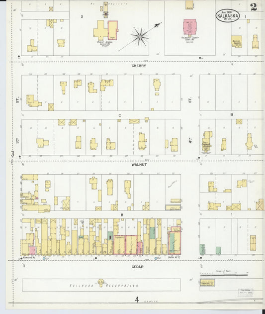 Sanborn Fire Insurance Map from Kalkaska, Kalkaska County, Michigan (1900), Sheet #0002 - Historic Sanborn Fire Insurance Map Print, vintage old map wall art, antique decor, genealogy gift, Michigan Michigan map