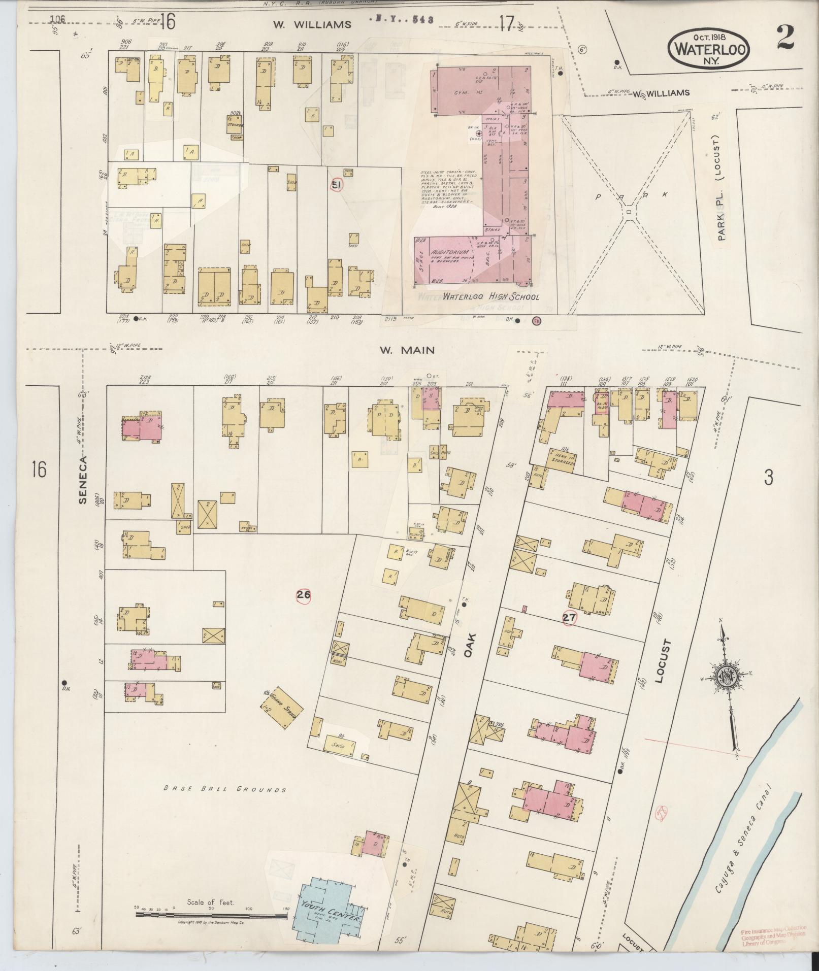 Sanborn Fire Insurance Map from Waterloo, Seneca County, New York (1948), Sheet #0002 - Complete Map Set gallery image, historic Sanborn map, vintage wall art, New York New York