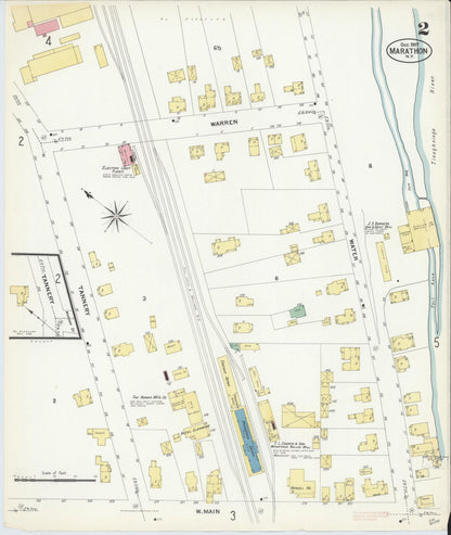 Sanborn Fire Insurance Map from Marathon, Cortland County, New York (1907), Sheet #0002 - Complete Map Set gallery image, historic Sanborn map, vintage wall art, New York New York