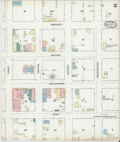 Sanborn Fire Insurance Map from Seguin, Guadalupe County, Texas (1891), Sheet #0002 - Complete Map Set gallery image, historic Sanborn map, vintage wall art, Texas Texas
