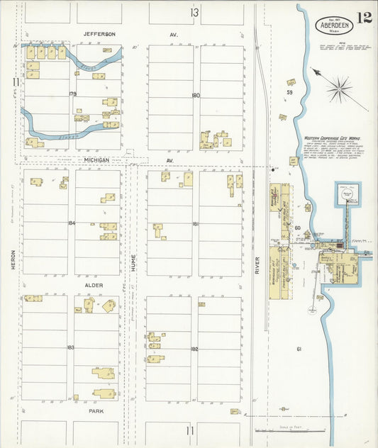 Sanborn Fire Insurance Map from Aberdeen, Grays Harbor County, Washington (1901), Sheet #0012 - Historic Sanborn Fire Insurance Map Print, vintage old map wall art, antique decor, genealogy gift, Washington Washington map