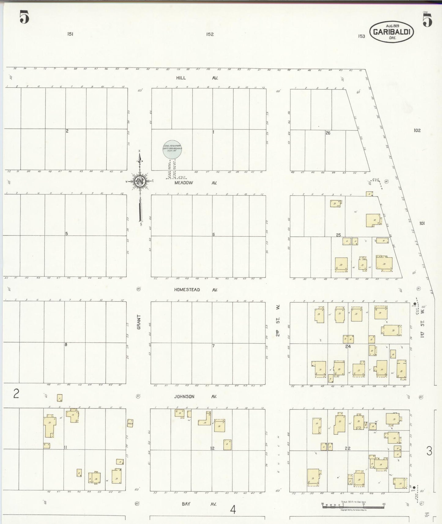 Sanborn Fire Insurance Map from Garibaldi, Tillamook County, Oregon (1929), Sheet #0005 - Complete Map Set gallery image, historic Sanborn map, vintage wall art, Oregon Oregon