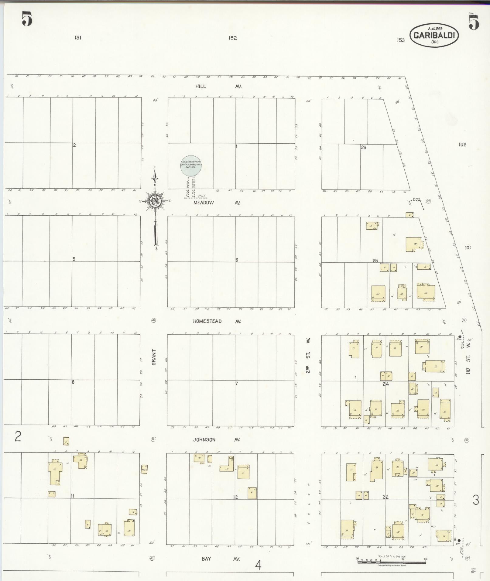 Sanborn Fire Insurance Map from Garibaldi, Tillamook County, Oregon (1929), Sheet #0005 - Complete Map Set gallery image, historic Sanborn map, vintage wall art, Oregon Oregon