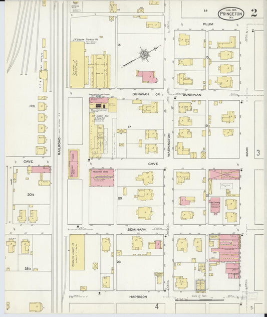 Sanborn Fire Insurance Map from Princeton, Caldwell County, Kentucky (1913), Sheet #0002 - Historic Sanborn Fire Insurance Map Print, vintage old map wall art, antique decor, genealogy gift, Kentucky Kentucky map