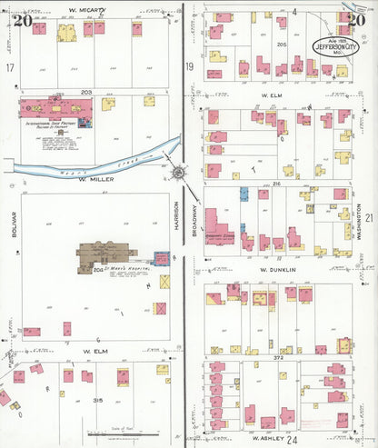 Sanborn Fire Insurance Map from Jefferson City, Cole County, Missouri (1923), Sheet #0020 - Complete Map Set gallery image, historic Sanborn map, vintage wall art, Missouri Missouri