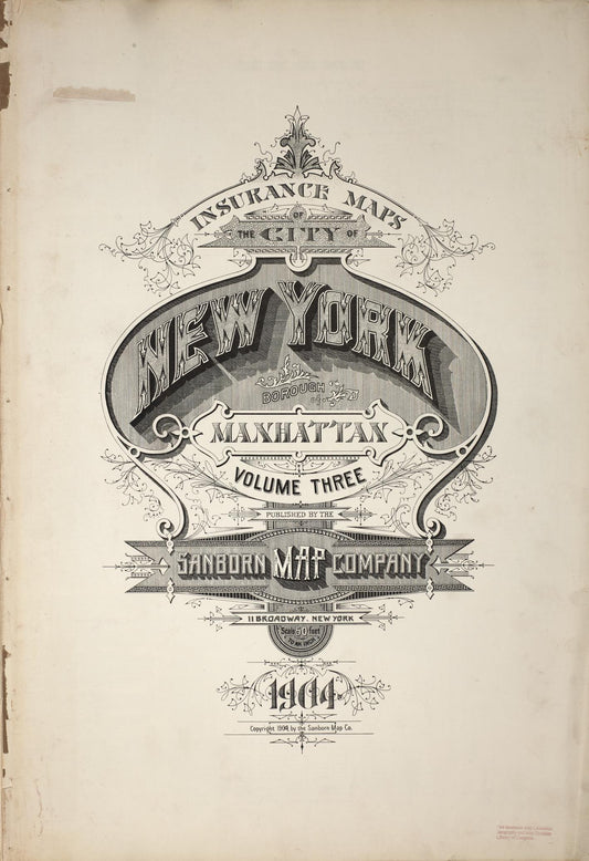 Sanborn Fire Insurance Map from New York, Bronx, Manhattan, New York (1904), Sheet #0001 - Historic Sanborn Fire Insurance Map Print, vintage old map wall art, antique decor, genealogy gift, New York New York map