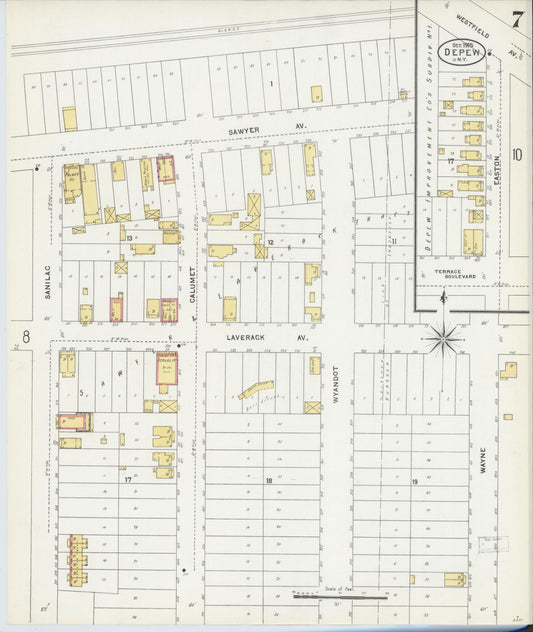 Sanborn Fire Insurance Map from Depew, Erie County, New York (1905), Sheet #0007 - Historic Sanborn Fire Insurance Map Print, vintage old map wall art, antique decor, genealogy gift, New York New York map